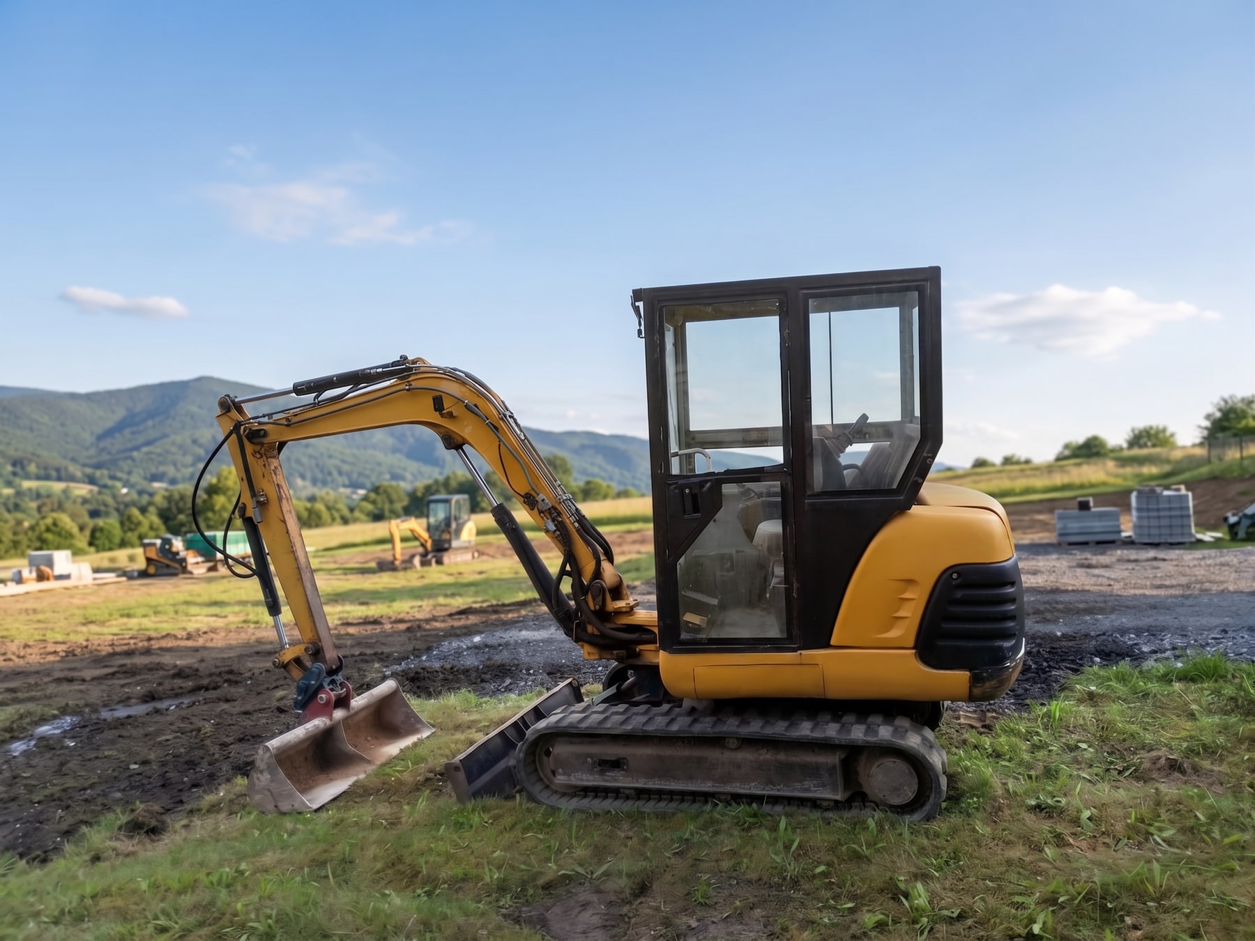 Minirypadlo CAT 302.5 při zemních pracích